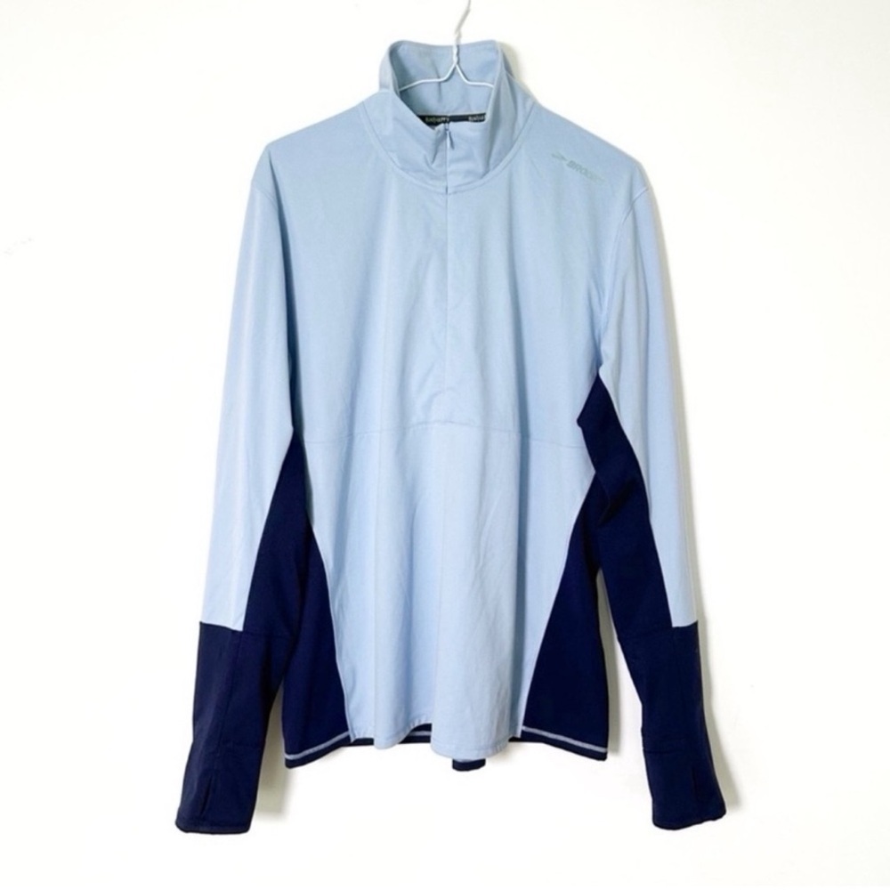 Brooks Men Blue Run Happy Technical Performance 1/4 Zip Sweater XL Activewear